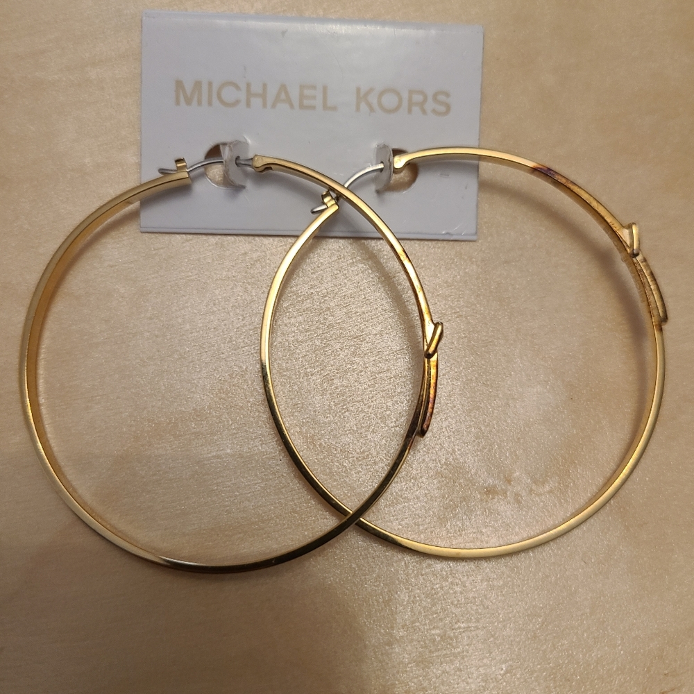 Michael Kors Buckle Collection Hoop Earrings Gold